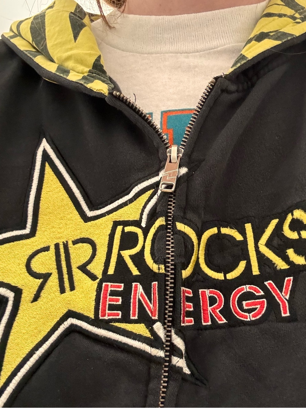 Vtg Rockstar Energy Drink Hoodie One Industries Y2K Black Zip Up Sweatshirt M - Picture 10 of 11